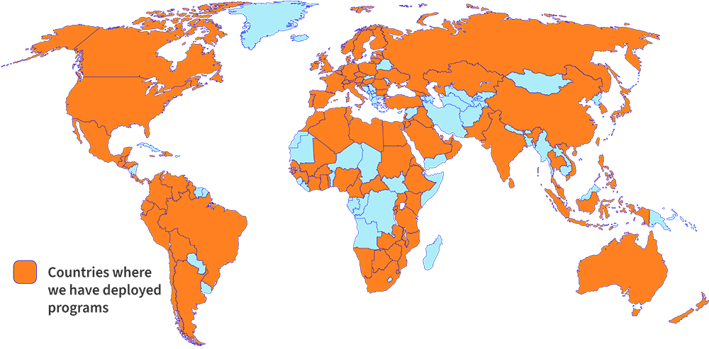 Map of countries where we have deployed programs.